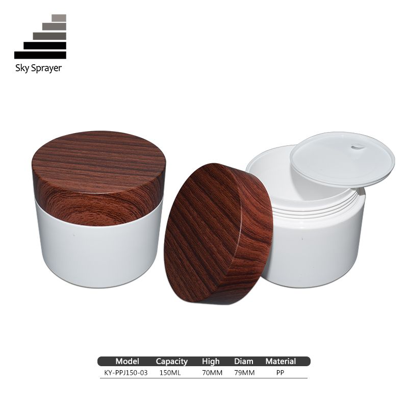 Plastic PP 150ml beauty face cream jar with brown cap