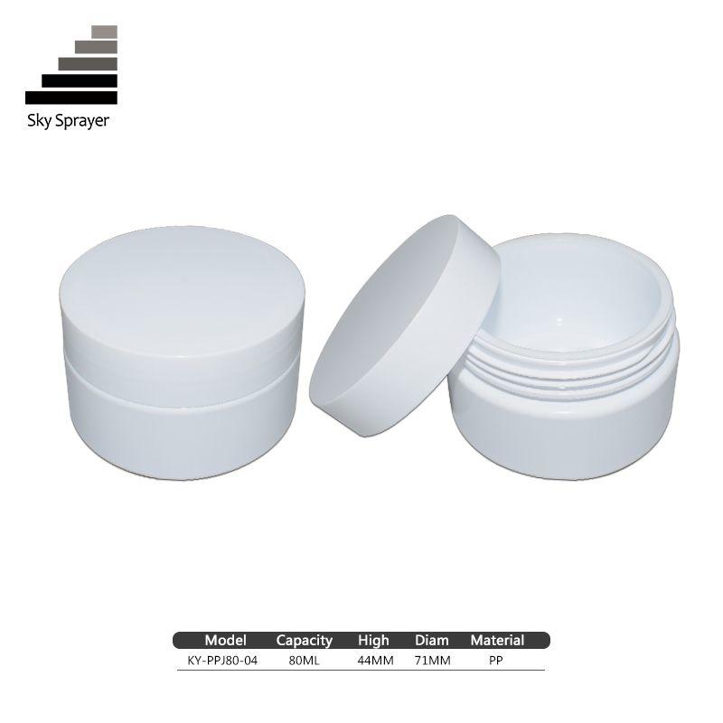 Cosmetic 80 ml white plastic cream jar with screw lid