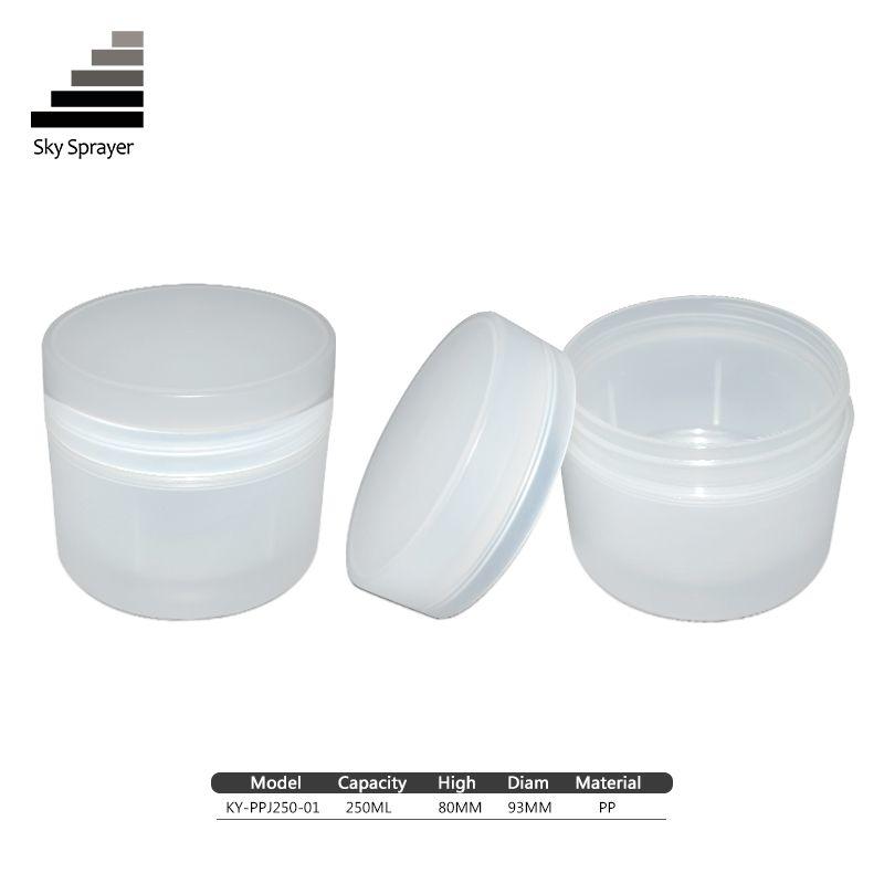 Round shape double wall plastic cosmetic cream jar 250ml