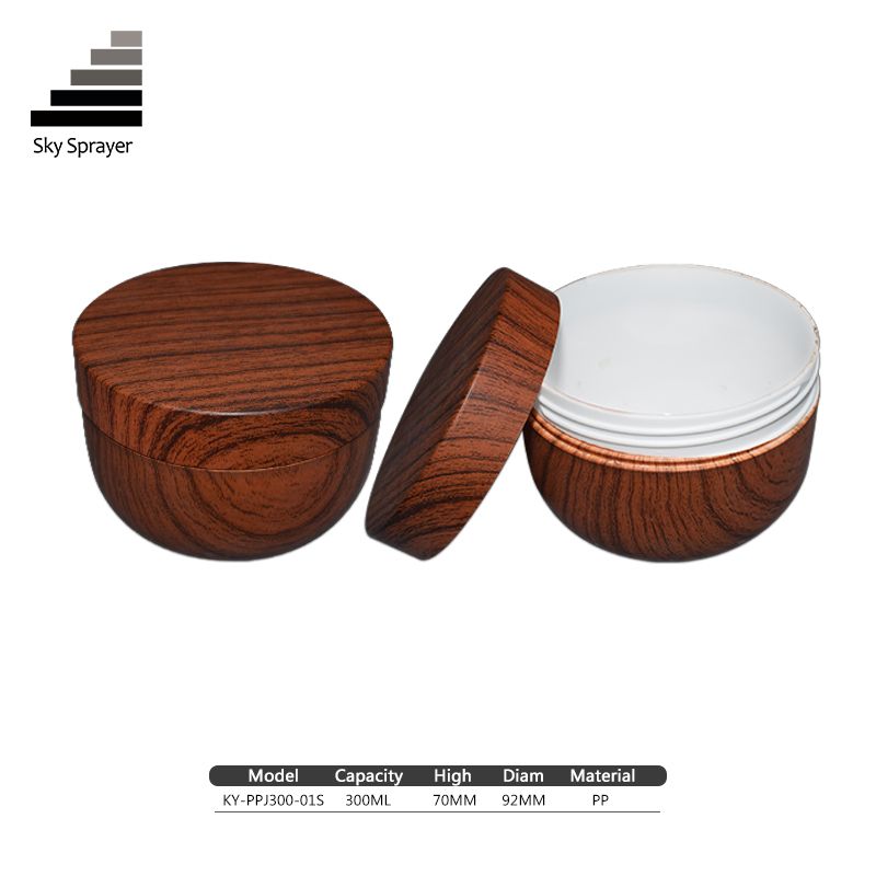 Wood Plastic Cover Plastic Clear Cosmetic Jar
