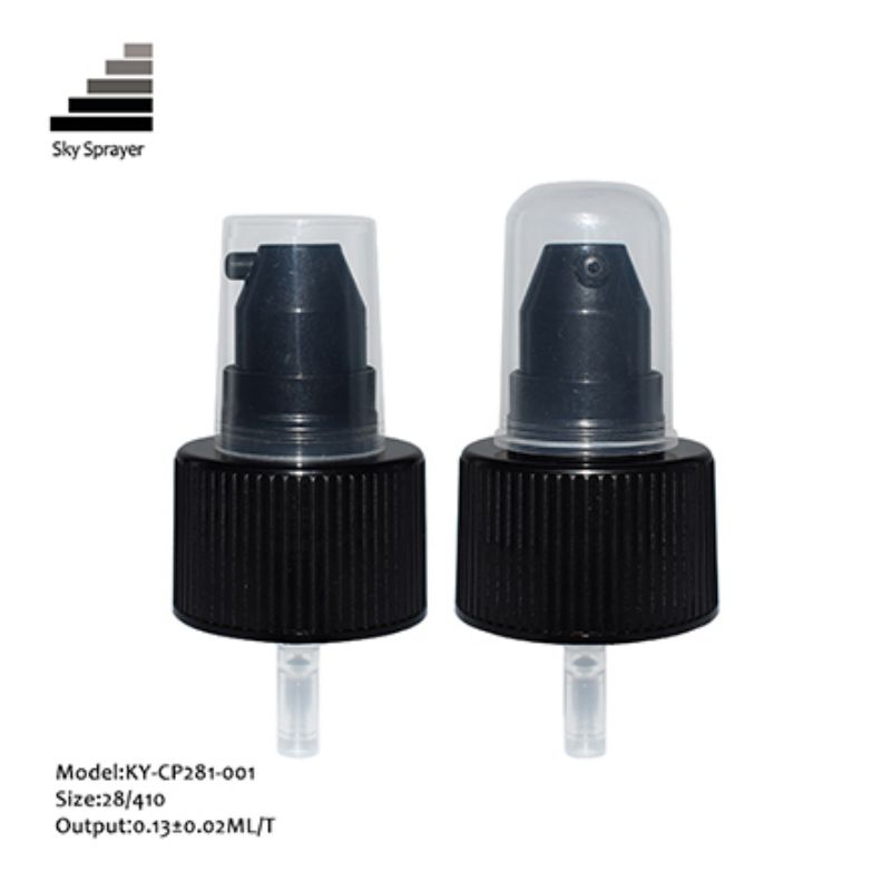 28/410 PP Black Ribbid Wall Half Cap Cream Pump