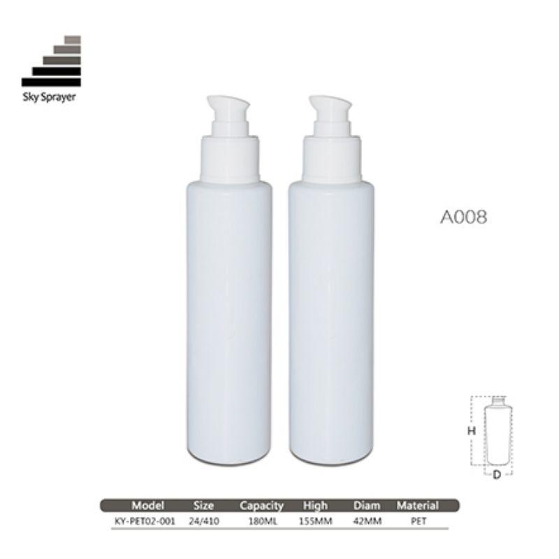 White 180ML PET Bottle With 24/410 Cream Pump