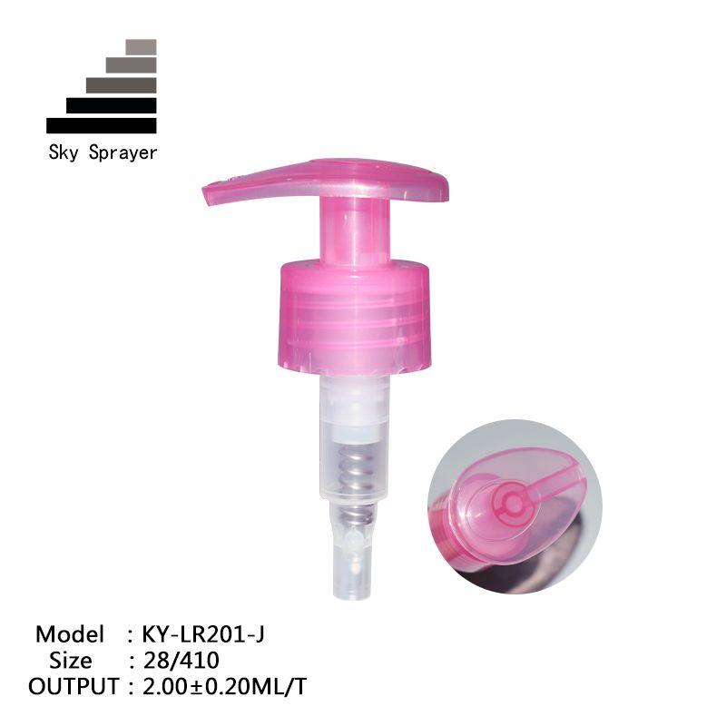 28/410 Transparent Pink Ribbid Wall Lotion Pump