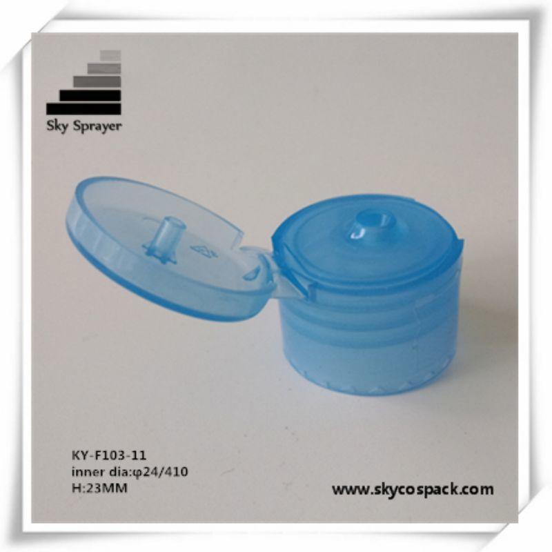 24/410 PP Transparent Blue Flip Top Cap