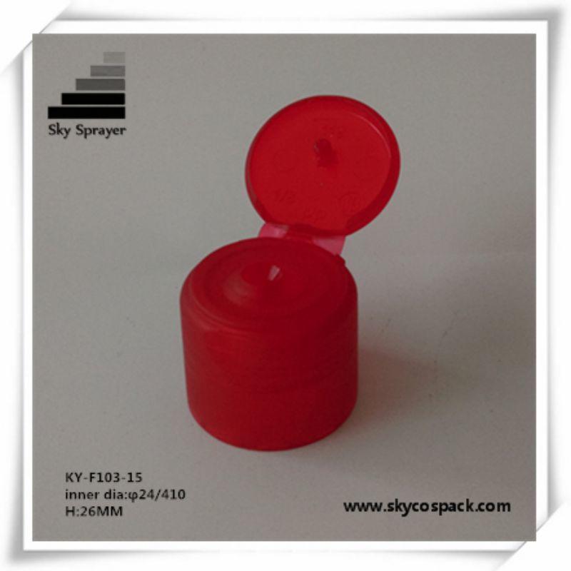 Red Flip Top Cap For Cosmetic Bottle