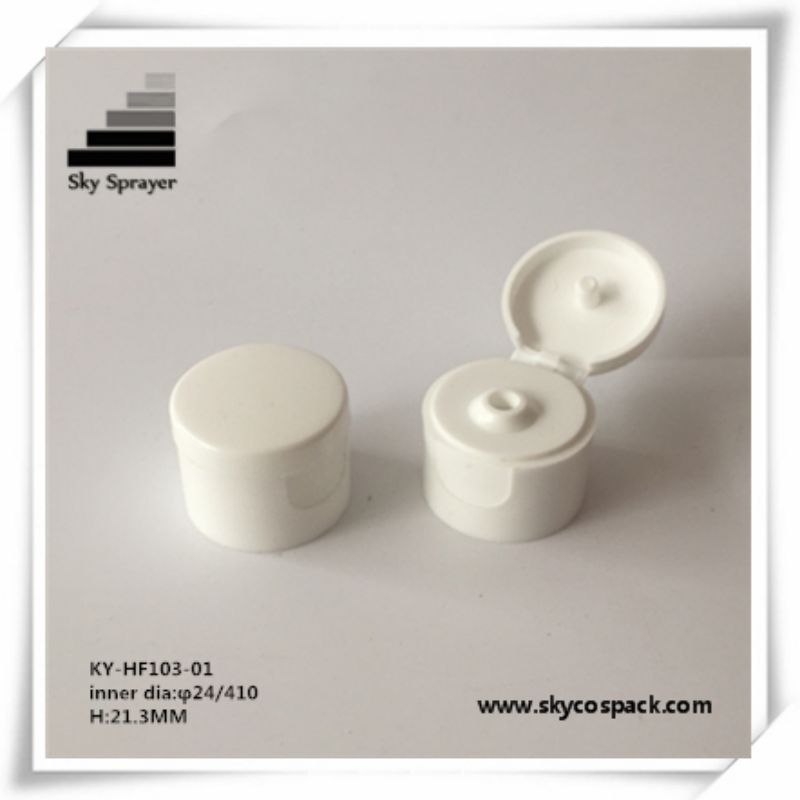 24/410 White Plastic Bottle Flip Top Cap 