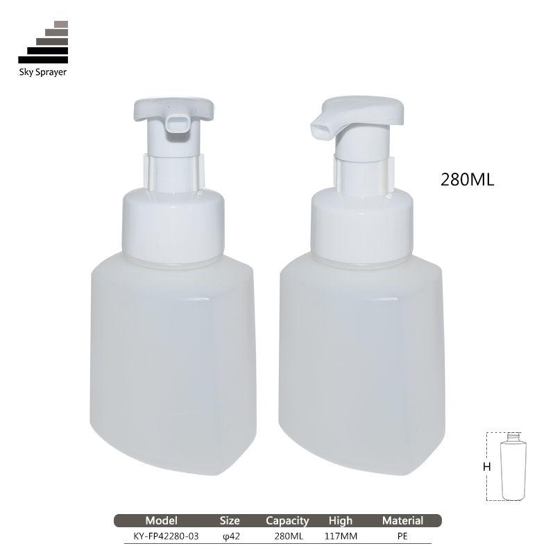 Hot sale 280ml pe hand foam pump bottle with white pump