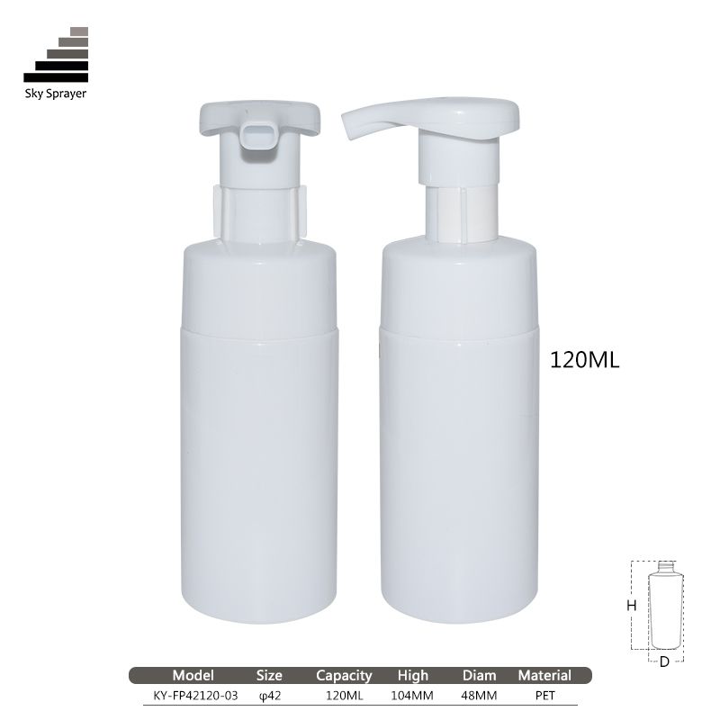Round Shape 120ml White Pet Plastic Soap Foam Spray Bottle