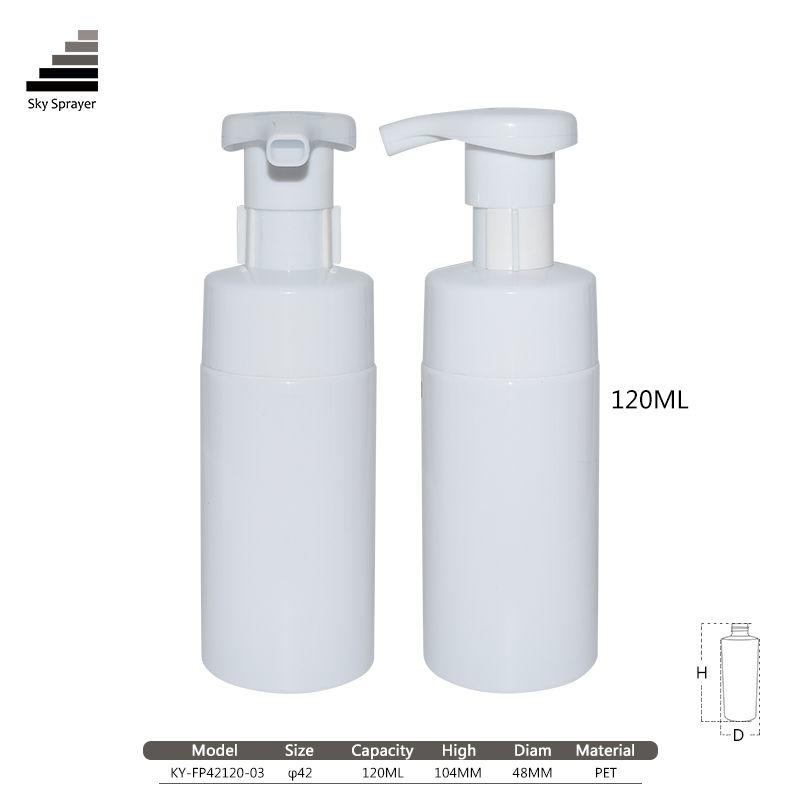 Round Shape 120ml White Pet Plastic Soap Foam Spray Bottle