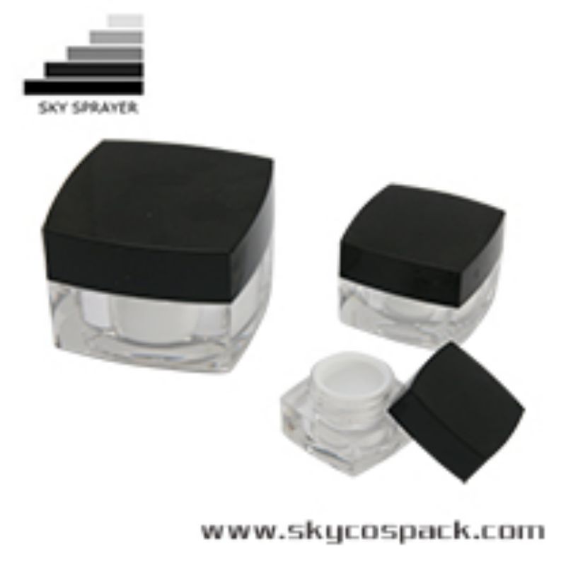 Hot sale Luxury cosmetic packaging set square  lotion black cap plastic bottle cream jar