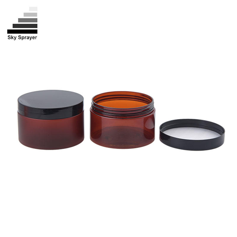 Transparent Brown Cream PET Cosmetic Container Jar