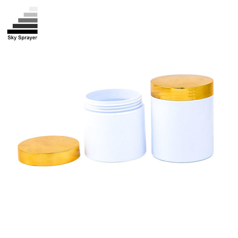White Body with Golden Lid PET Cosmetic Jars