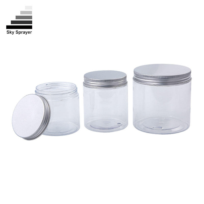 Transparent Body with Silver Lids PET Cosmetic Jars