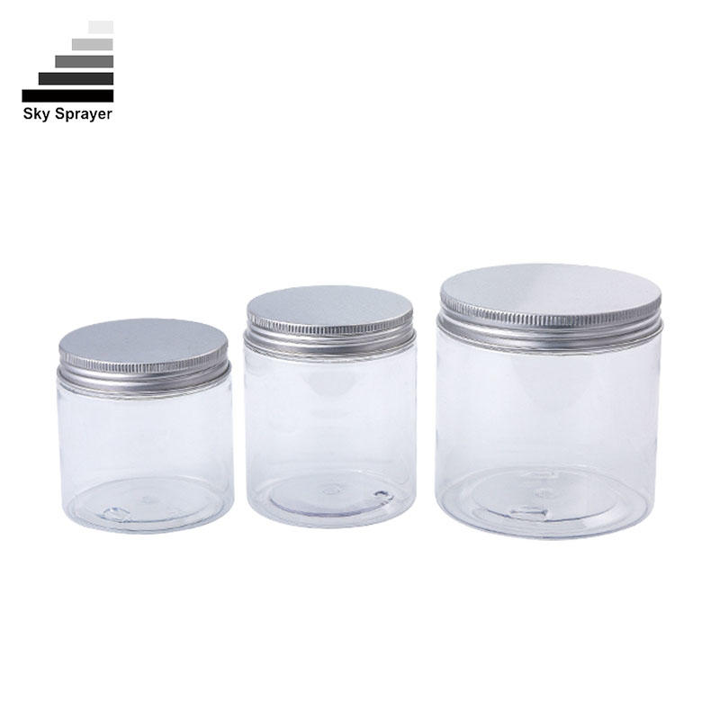 Transparent Body with Silver Lids PET Cosmetic Jars