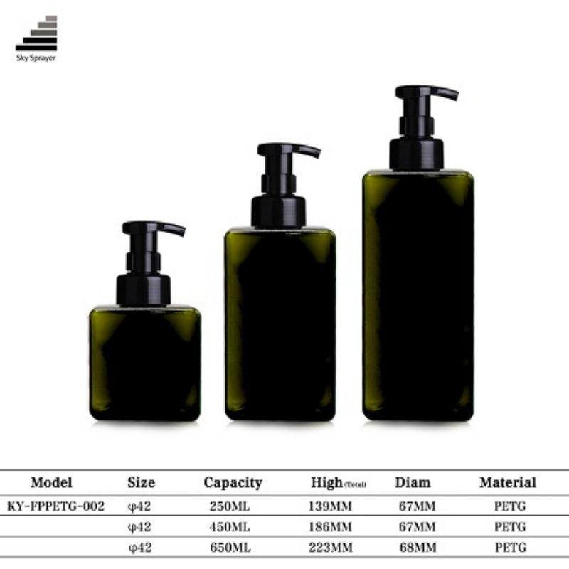 250ml 450ml 650ml Lotion Pump Cosmetics biodegradable square shampoo bottles 