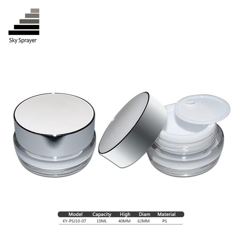 White cosmetic transparent plastic jar