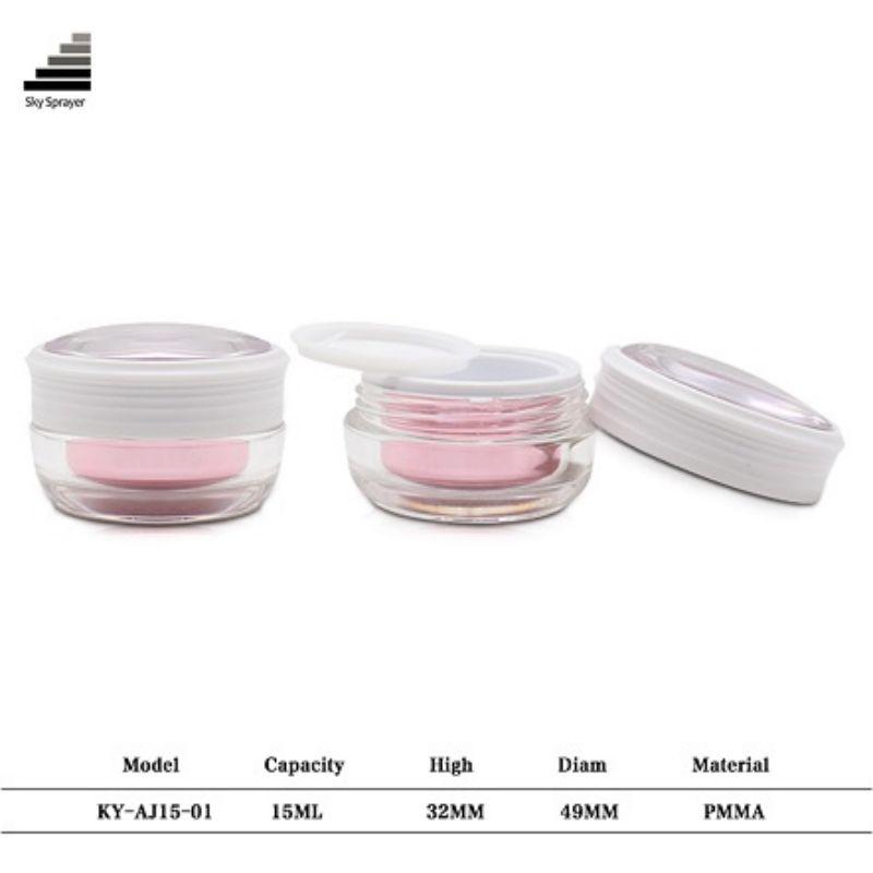 Pink Double Wall Refillable Make-up Cosmetic Containers Pot Jar 15ml