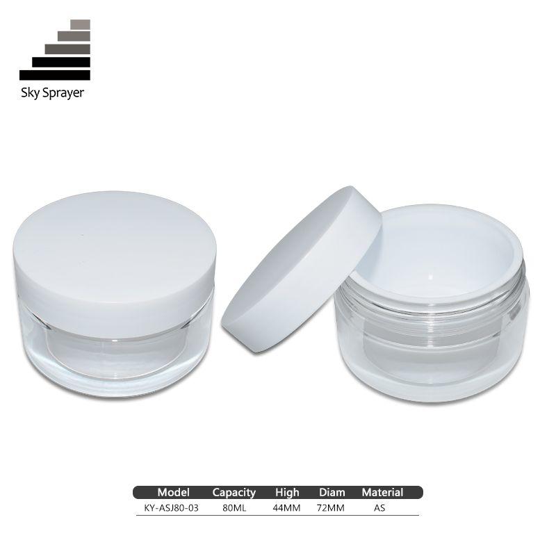 80ML Transparent and White AS Plastic Cosmetic Jar
